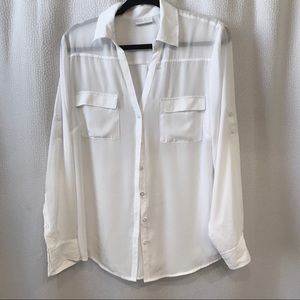 NEW! New York & Co Convertible Sleeve White Top.